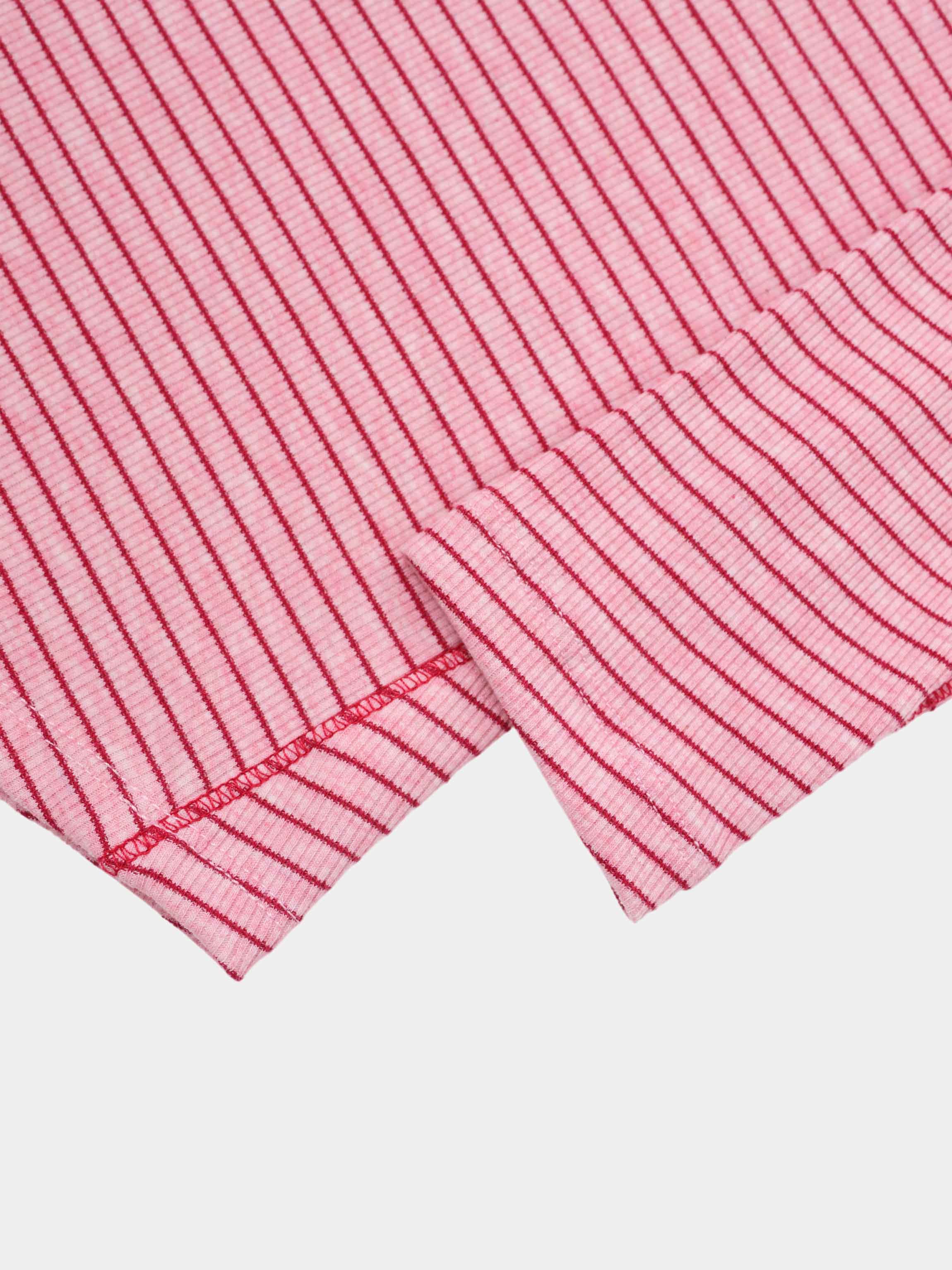 Striped Cross Stitch T-Shirt-Pink