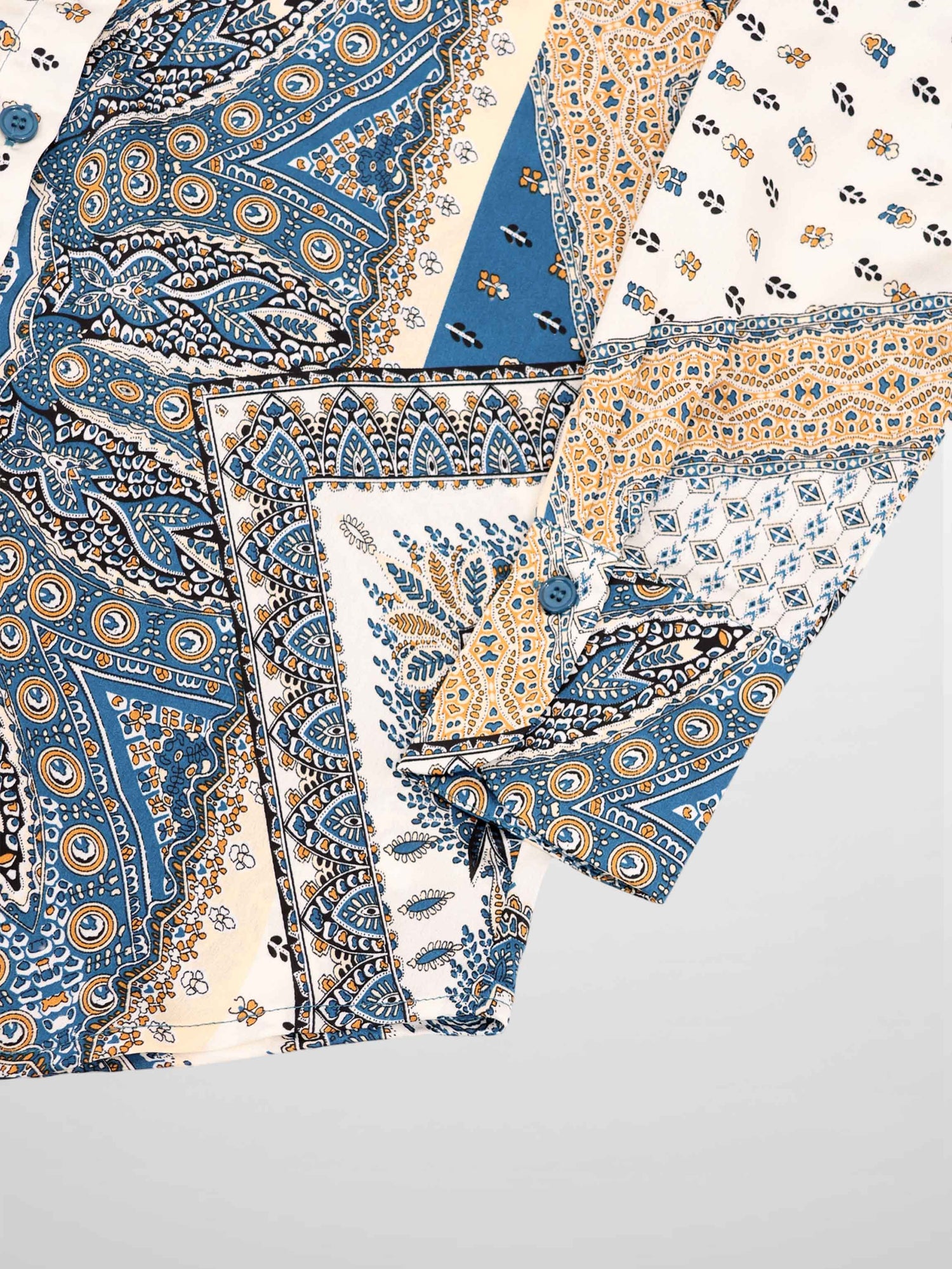 Button Down Collared Blouse-Teal Faux Satin