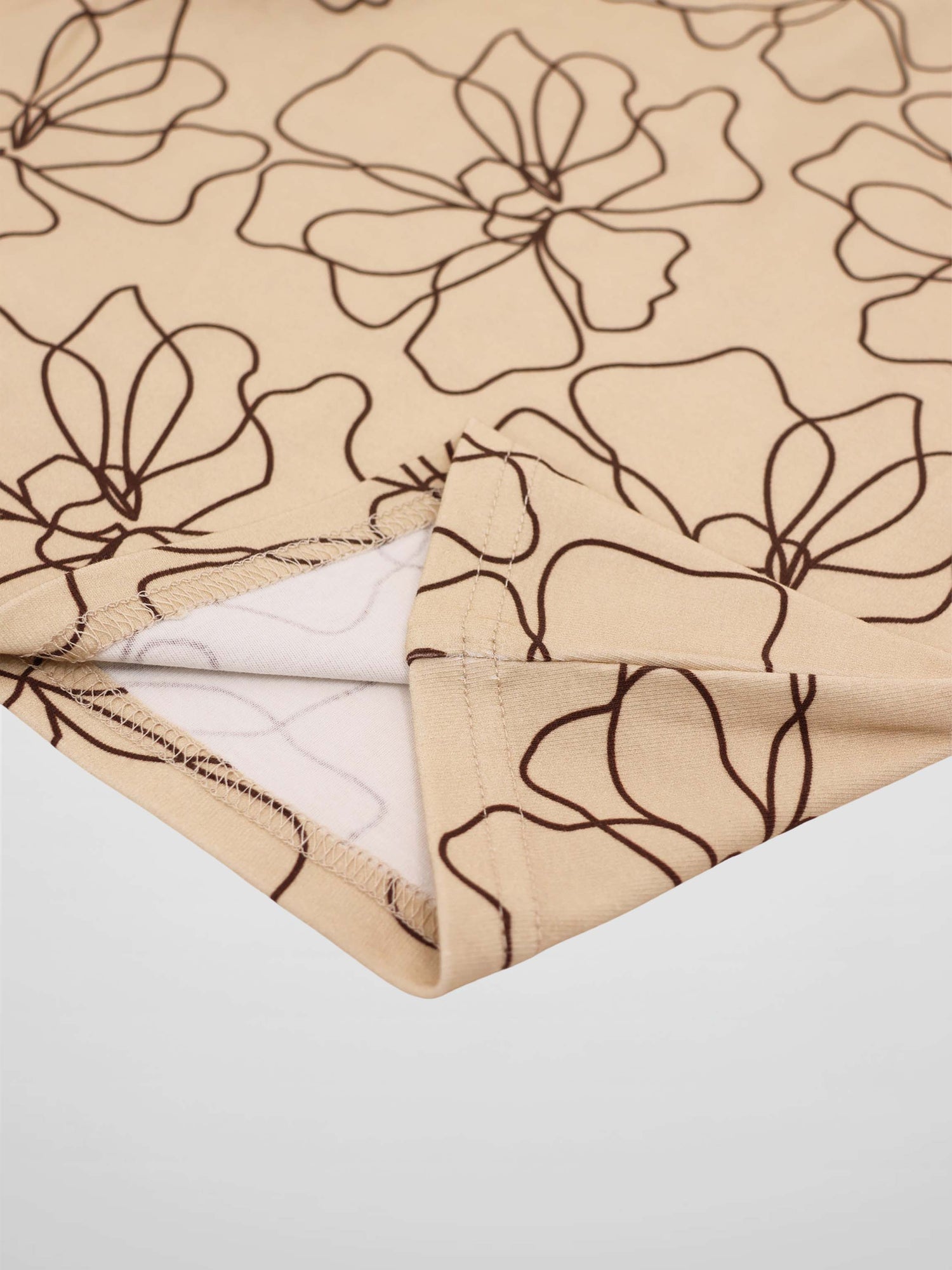 Basic Printed T-shirt-Tan/Brown Floral