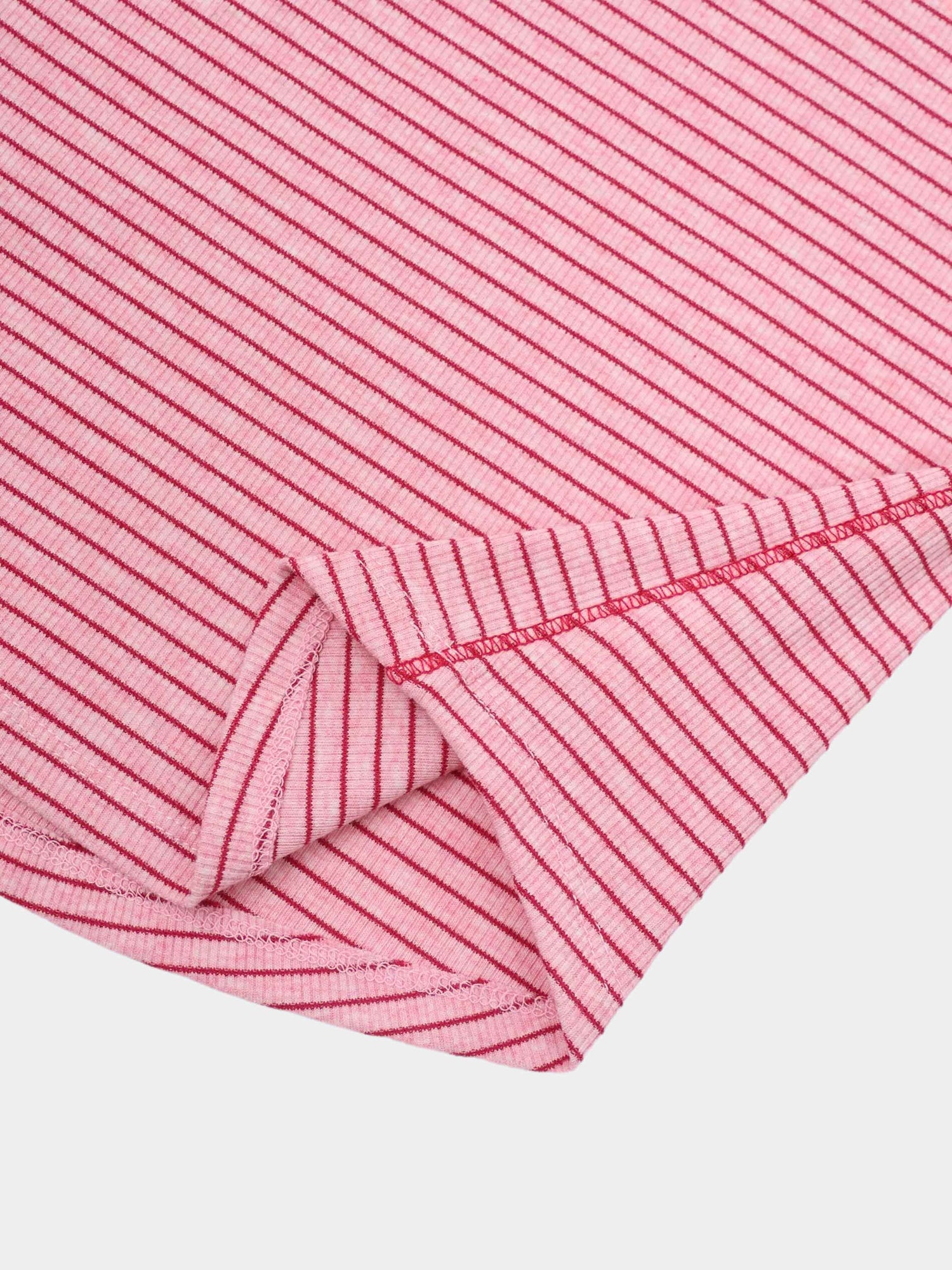 Striped Cross Stitch T-Shirt-Pink
