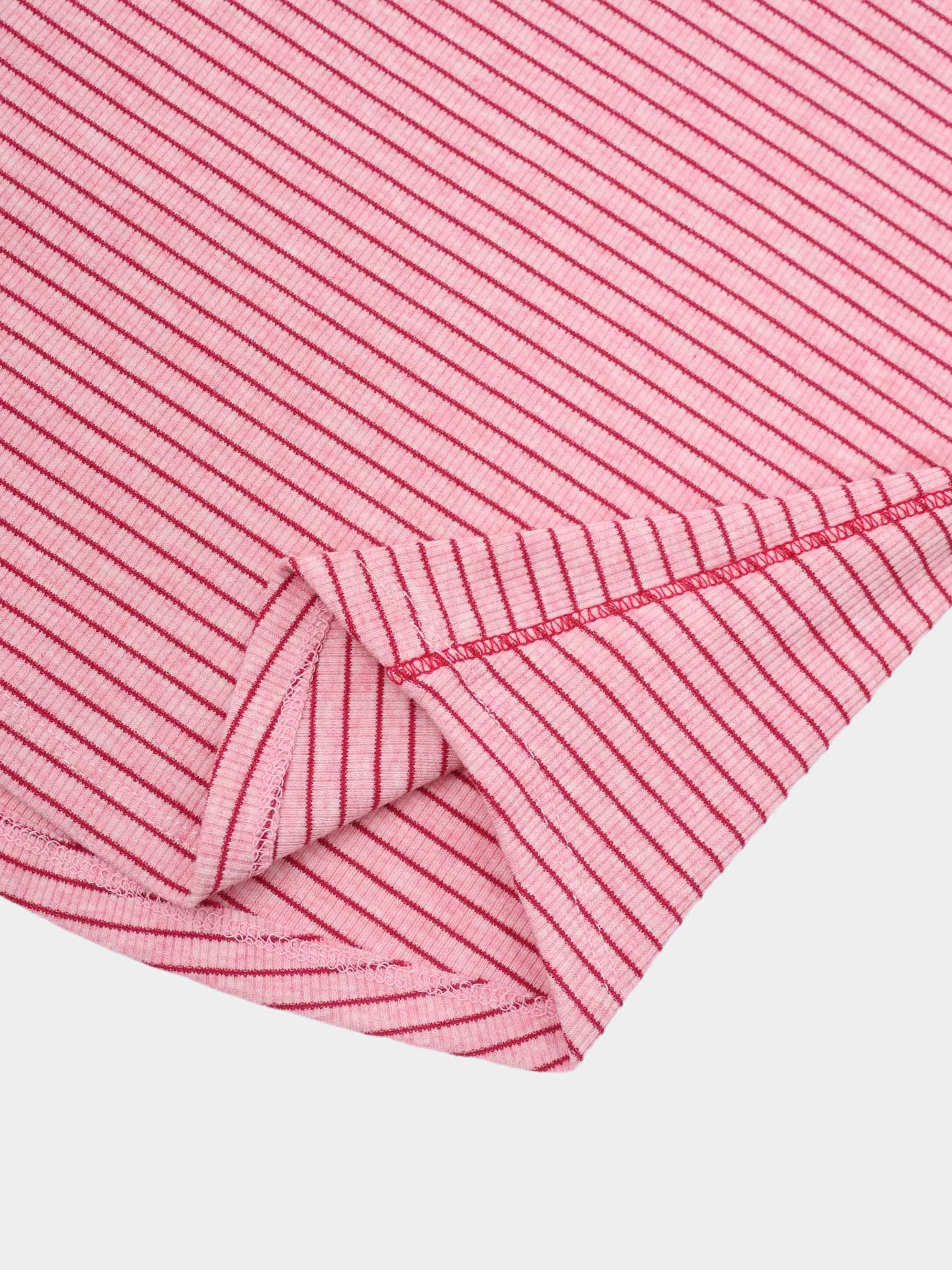 Striped Cross Stitch T-Shirt-Pink