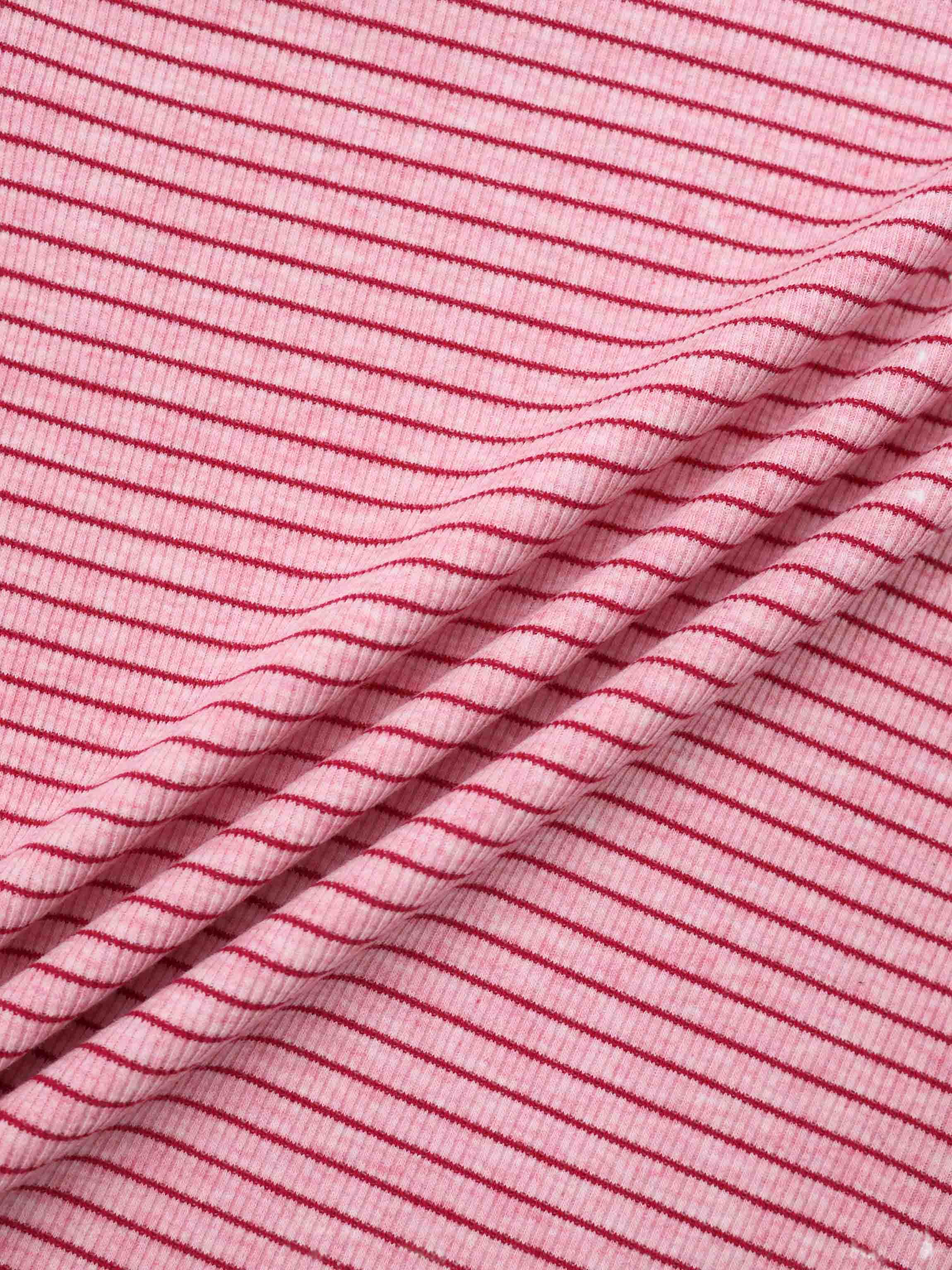 Striped Cross Stitch T-Shirt-Pink
