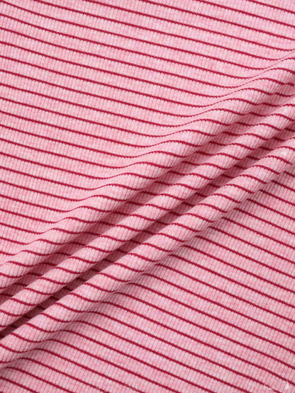 Striped Cross Stitch T-Shirt-Pink