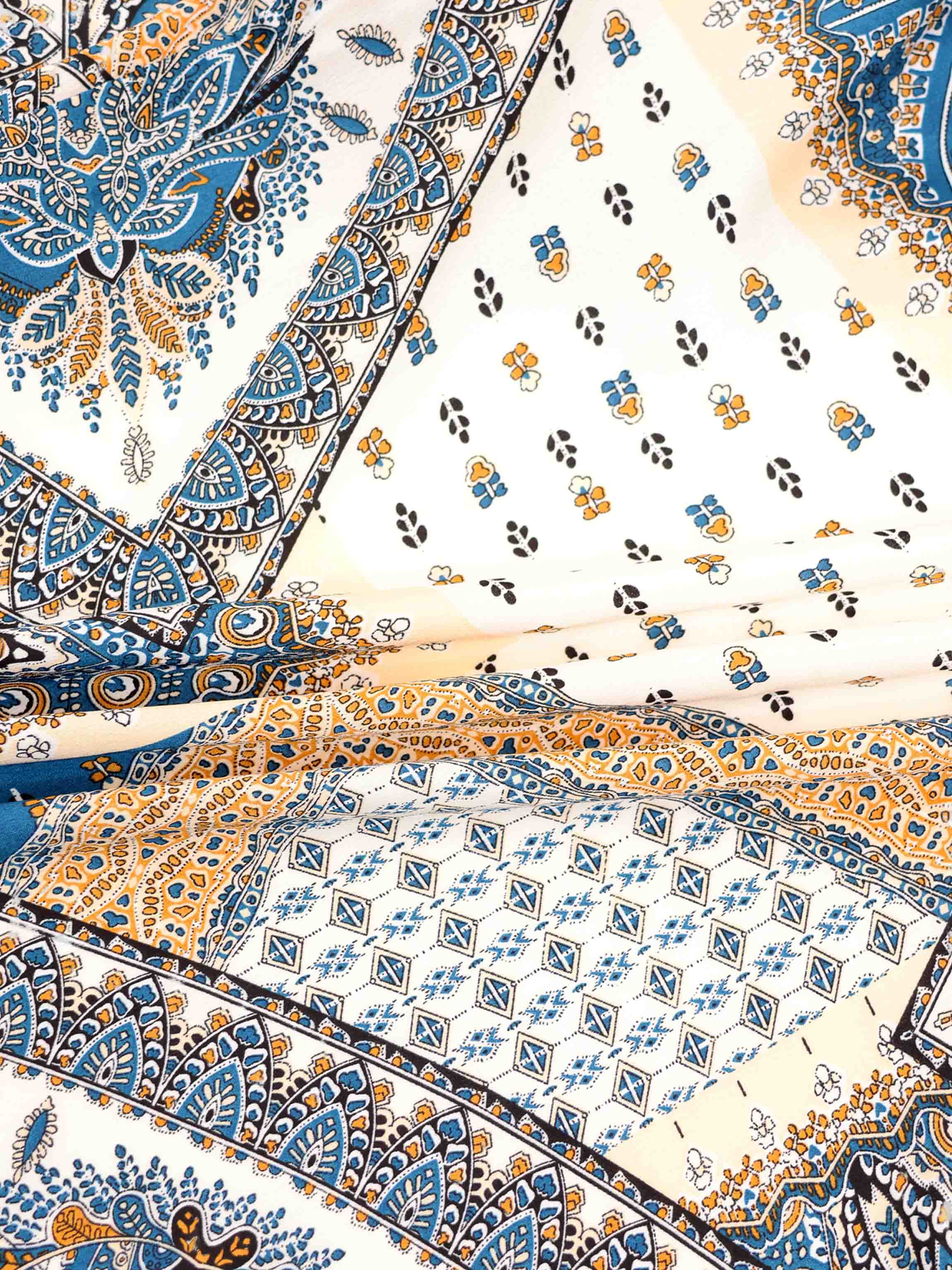 Button Down Collared Blouse-Teal Faux Satin