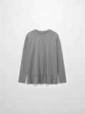 RIBBED BOTTOM T-SHIRT-HEATHERED GREY