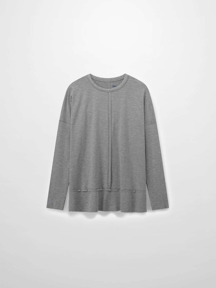 RIBBED BOTTOM T-SHIRT-HEATHERED GREY