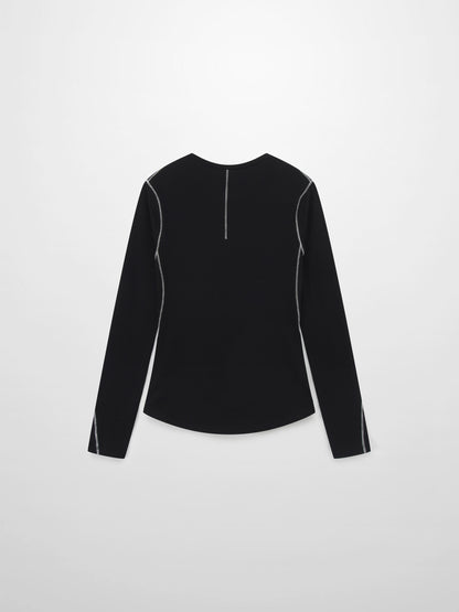 Cross Stitch Ribbed T-Shirt-Black
