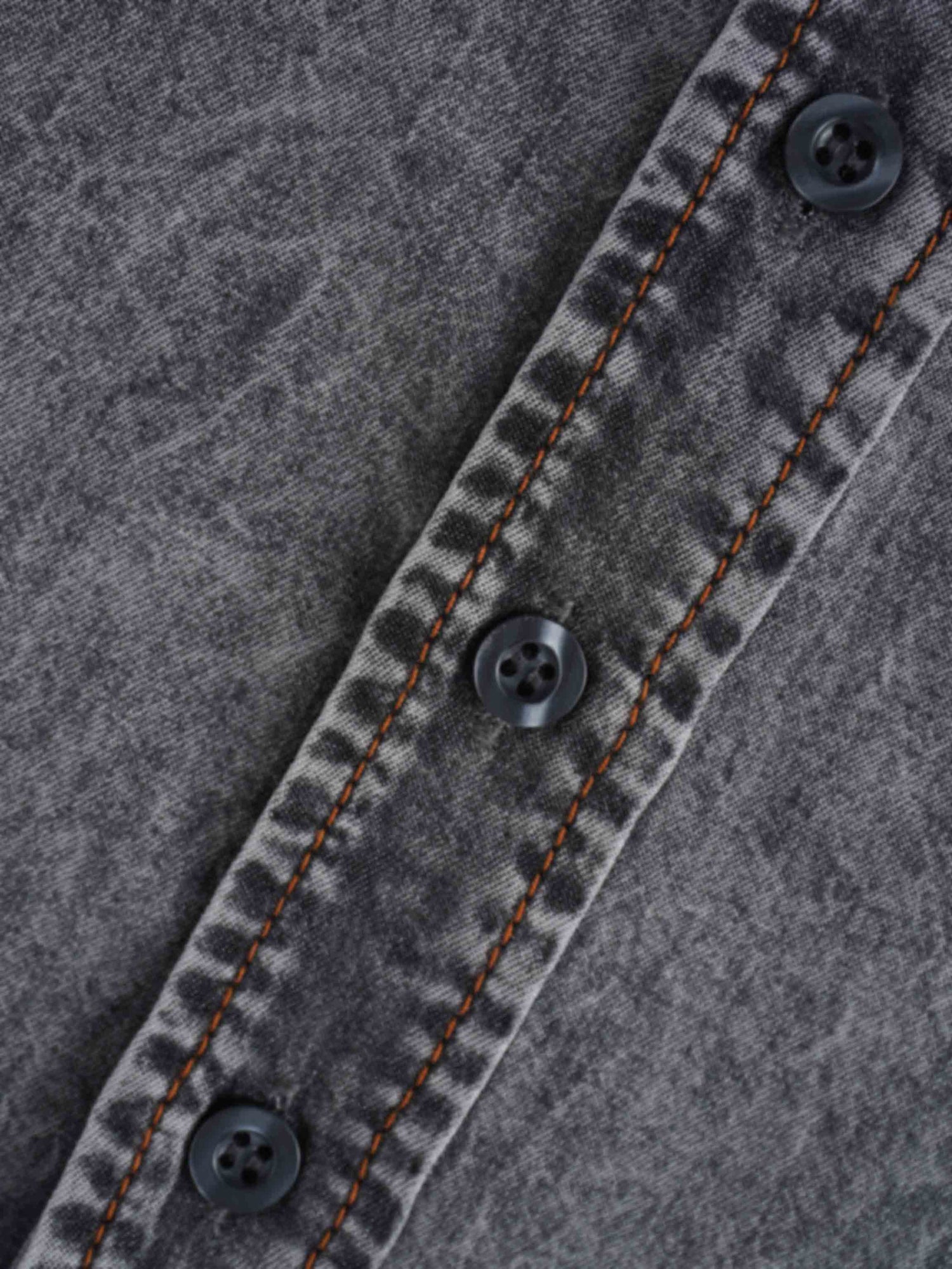 Puff Sleeve Washed Denim Blouse-Black