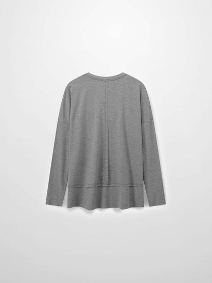 RIBBED BOTTOM T-SHIRT-HEATHERED GREY