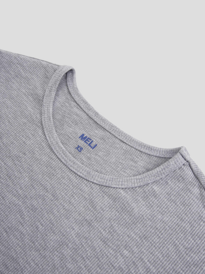 Crew Ribbed Dolman-Heathered Grey