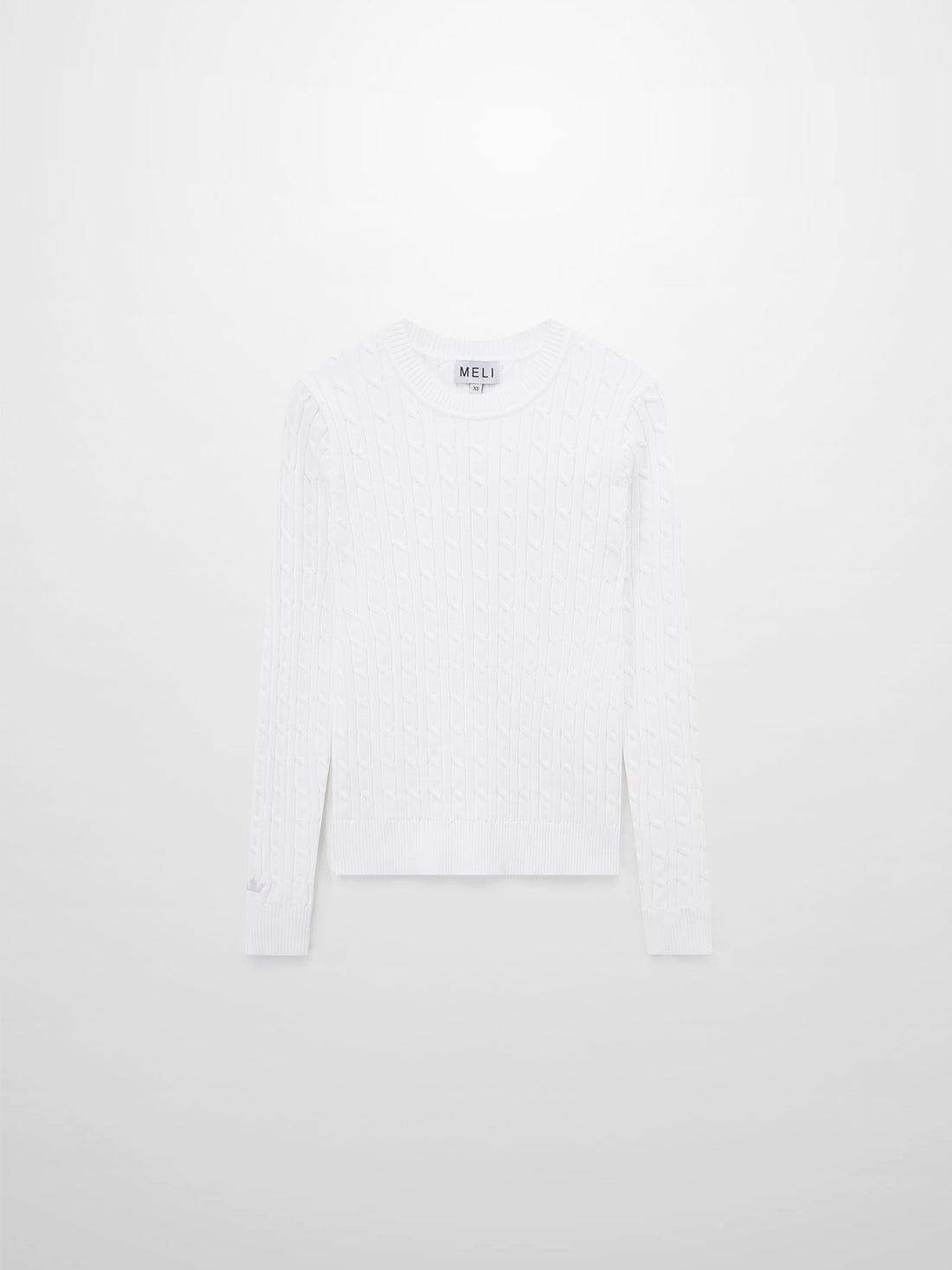 Crew Neck Cable Sweater-White