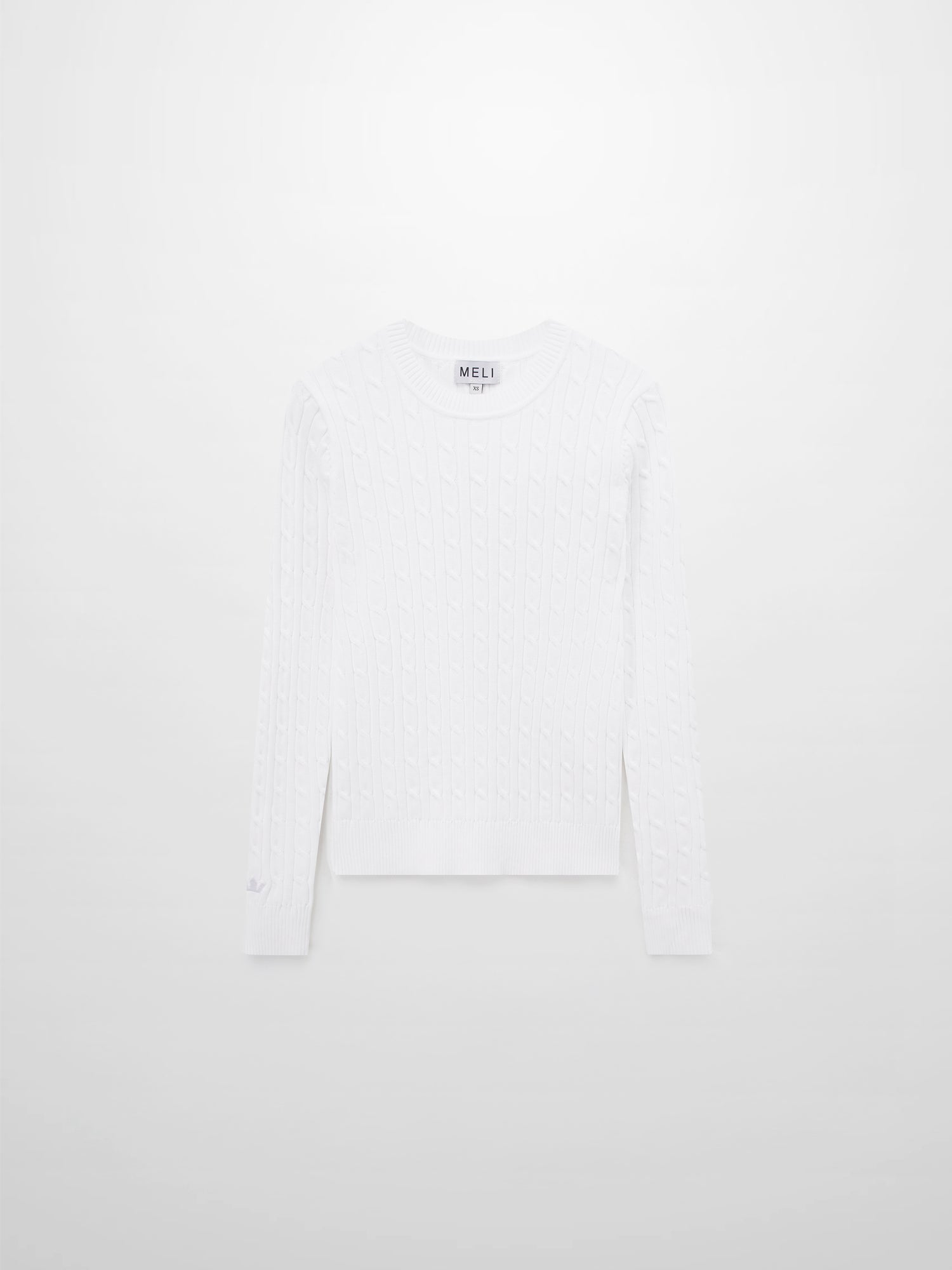 Crew Neck Cable Sweater-White