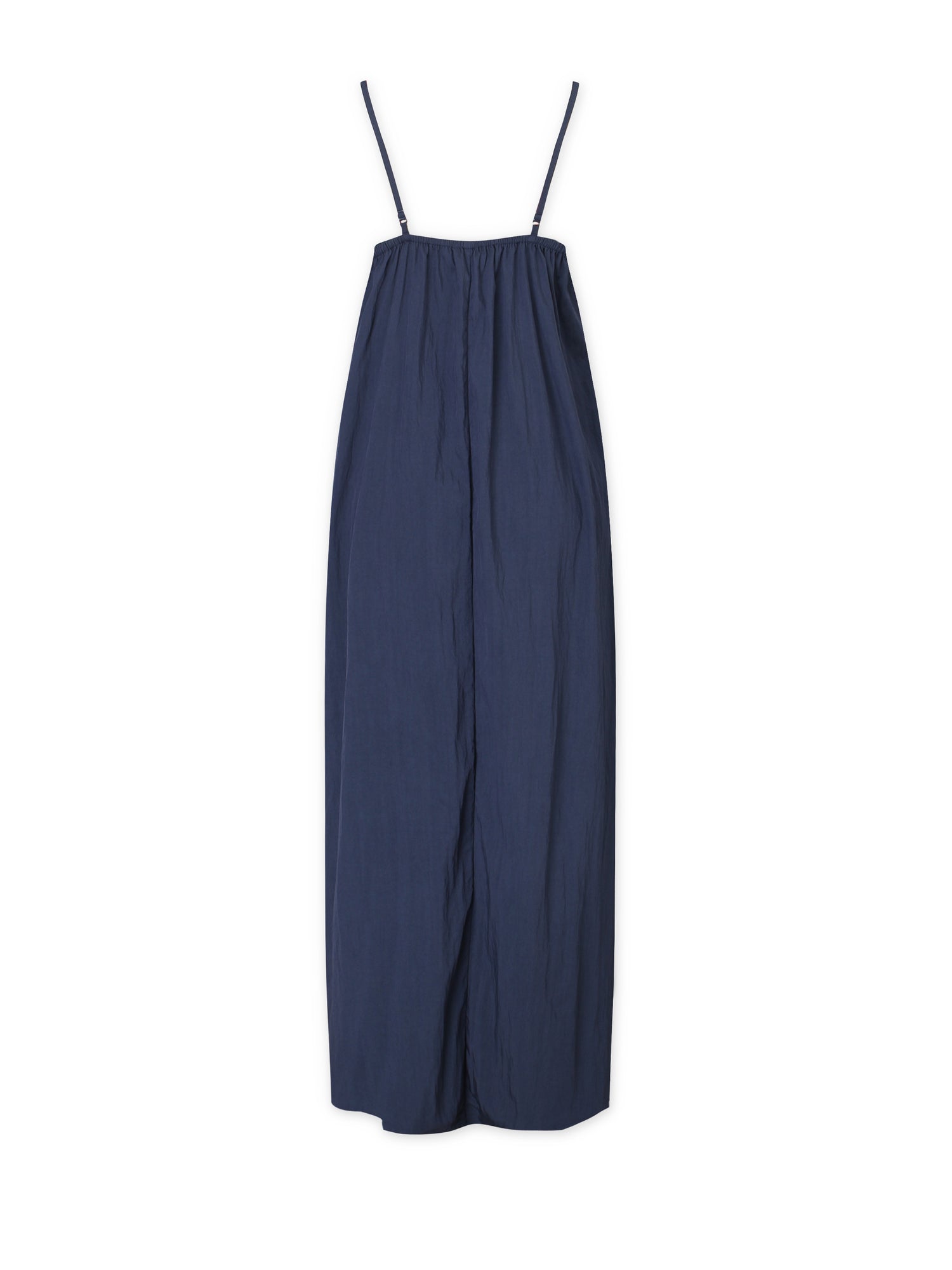 Crinkle Cotton Slip Dress-Navy