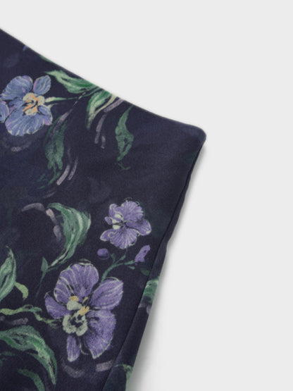 Asymmetrical Ruffle Skirt-Blue Floral