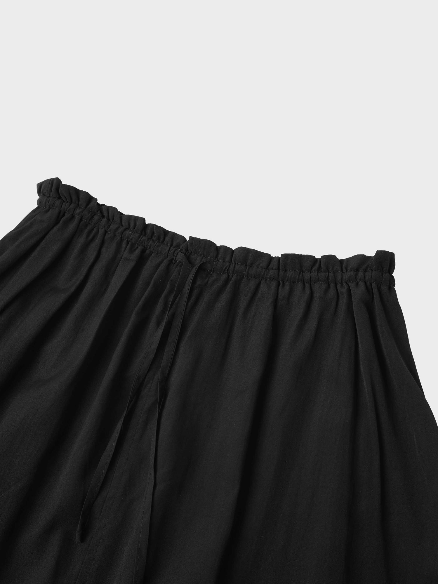 DRAWSTRING RUFFLE SKIRT-BLACK