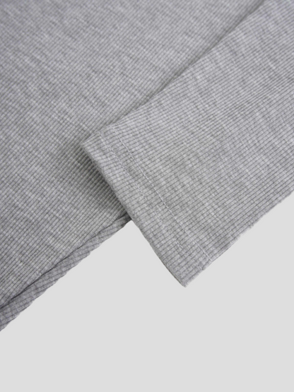 Crew Ribbed Dolman-Heathered Grey