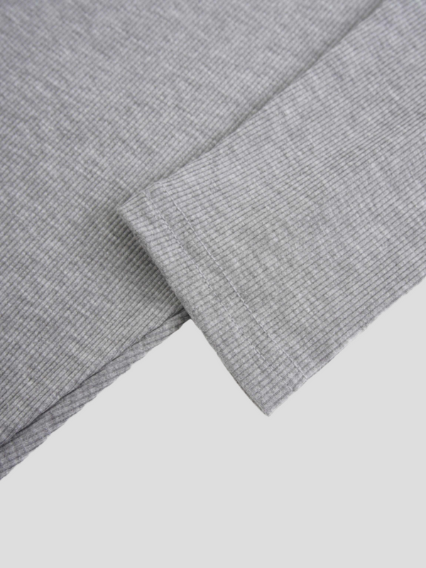 Crew Ribbed Dolman-Heathered Grey