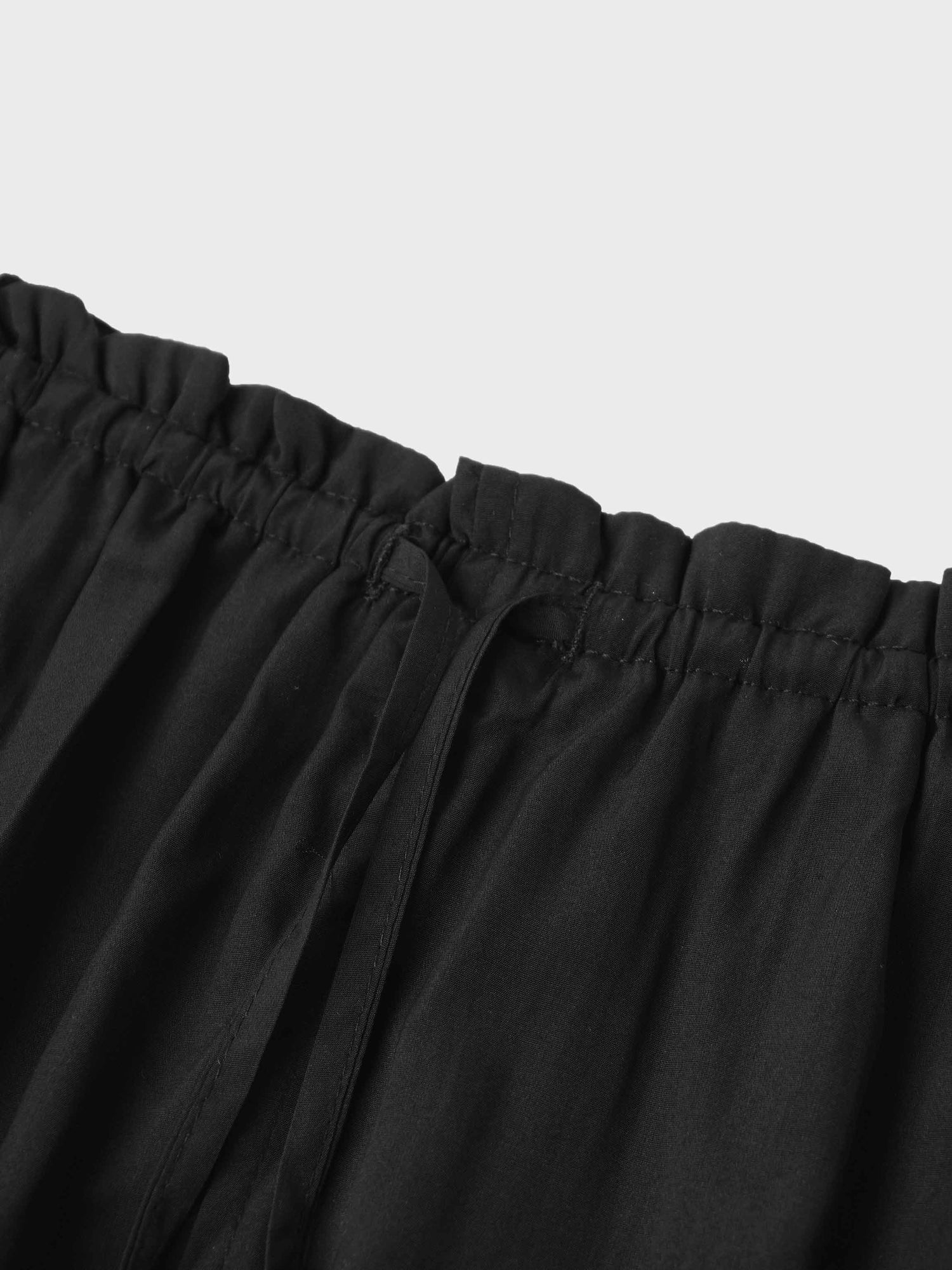 DRAWSTRING RUFFLE SKIRT-BLACK