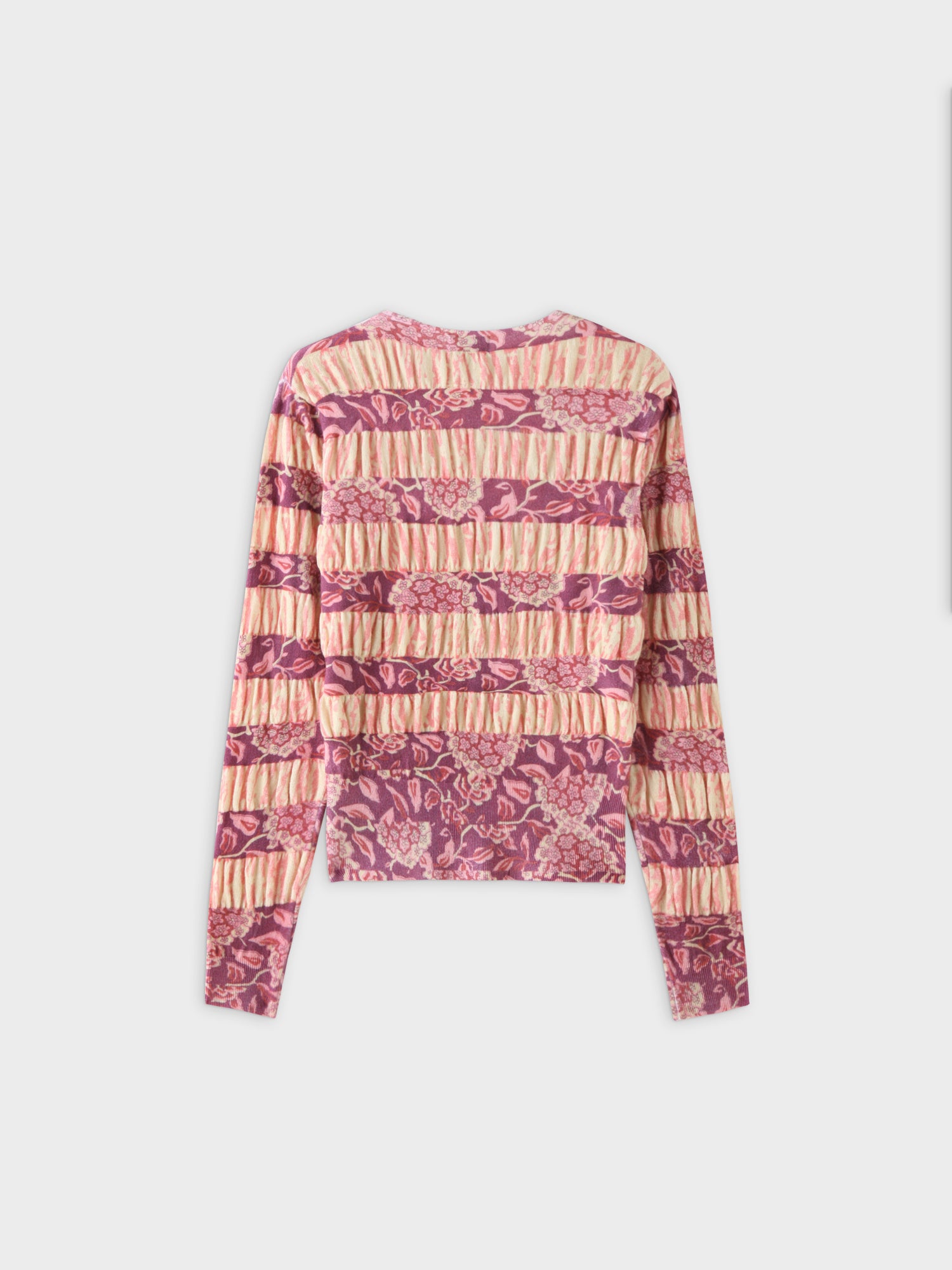 Ruched Sweater-Pink Floral