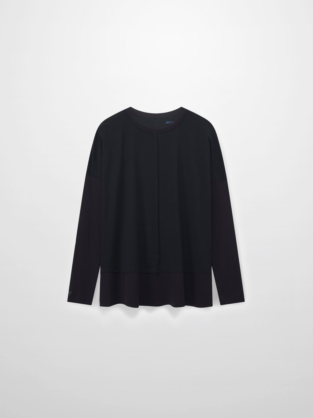 RIBBED BOTTOM T-SHIRT-BLACK