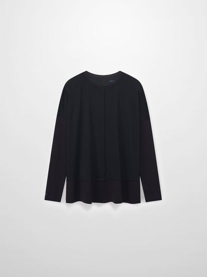 RIBBED BOTTOM T-SHIRT-BLACK