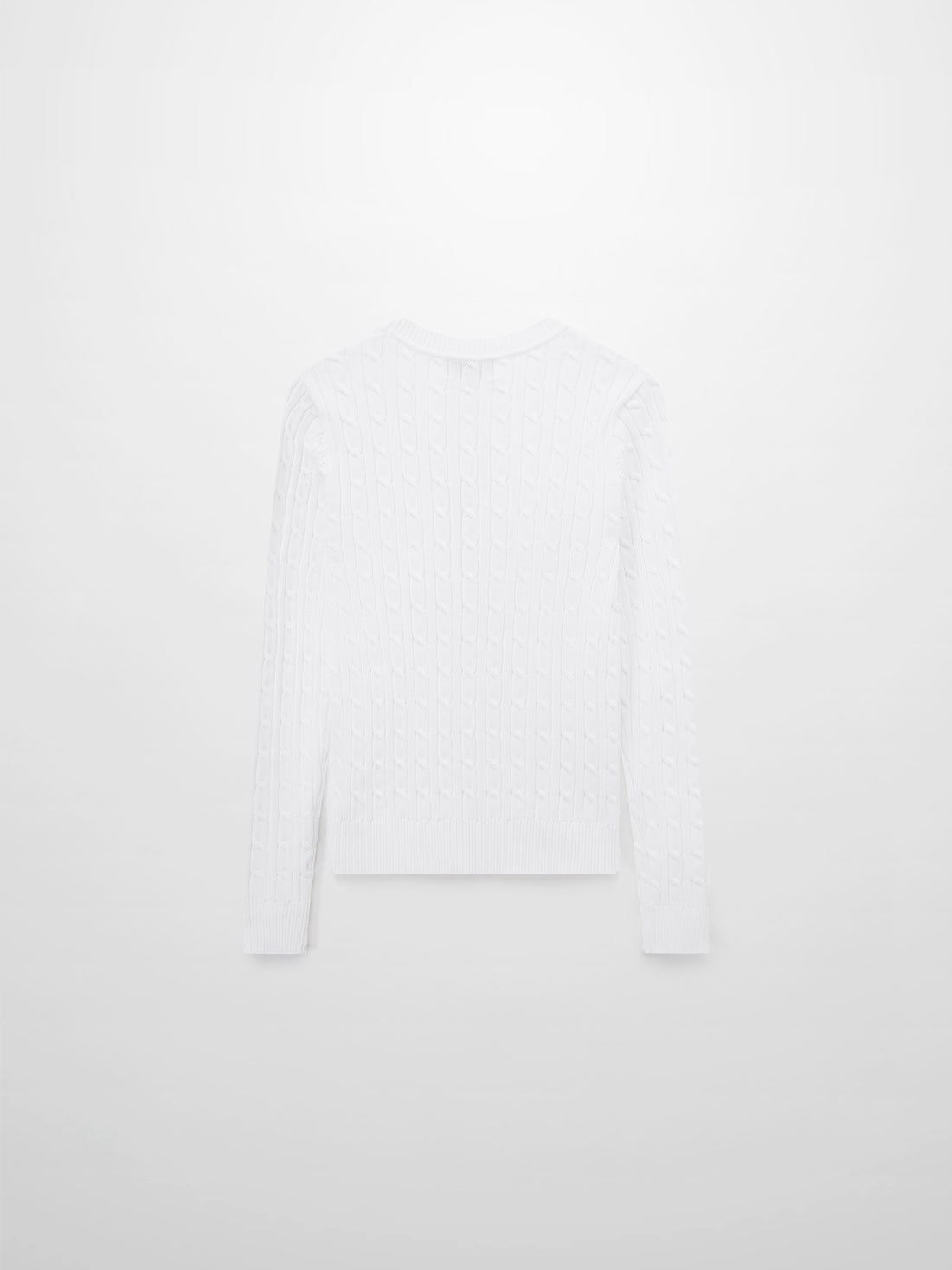 Crew Neck Cable Sweater-White
