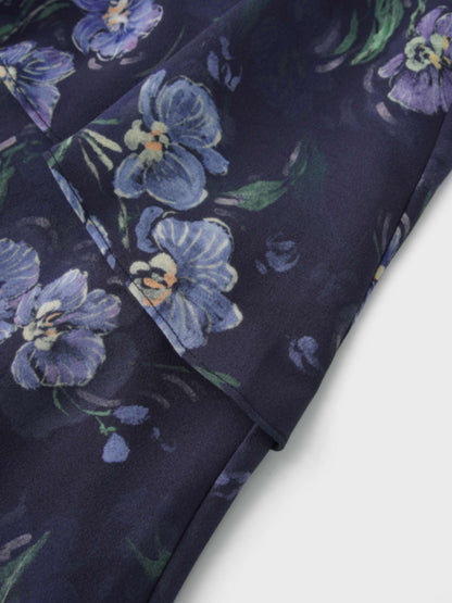 Asymmetrical Ruffle Skirt-Blue Floral