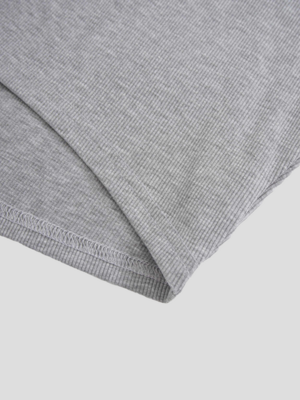 Crew Ribbed Dolman-Heathered Grey