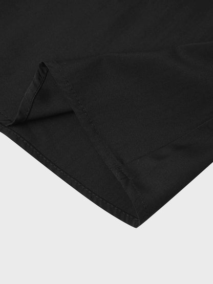 DRAWSTRING RUFFLE SKIRT-BLACK