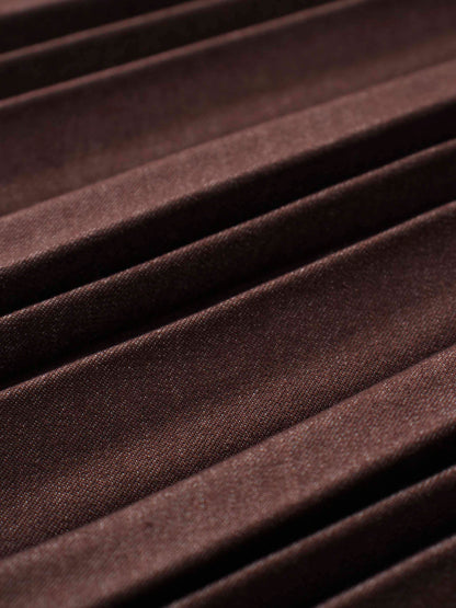 Thin Pleated Skirt-Dark Brown