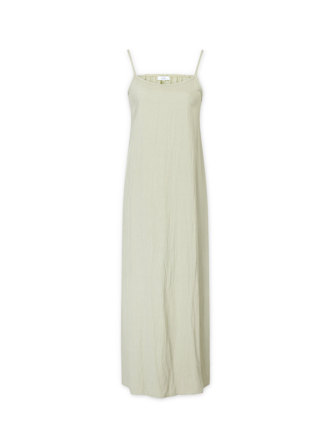 Crinkle Cotton Slip Dress-Olive