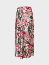 Printed Satin Slip Skirt-Pink Palm