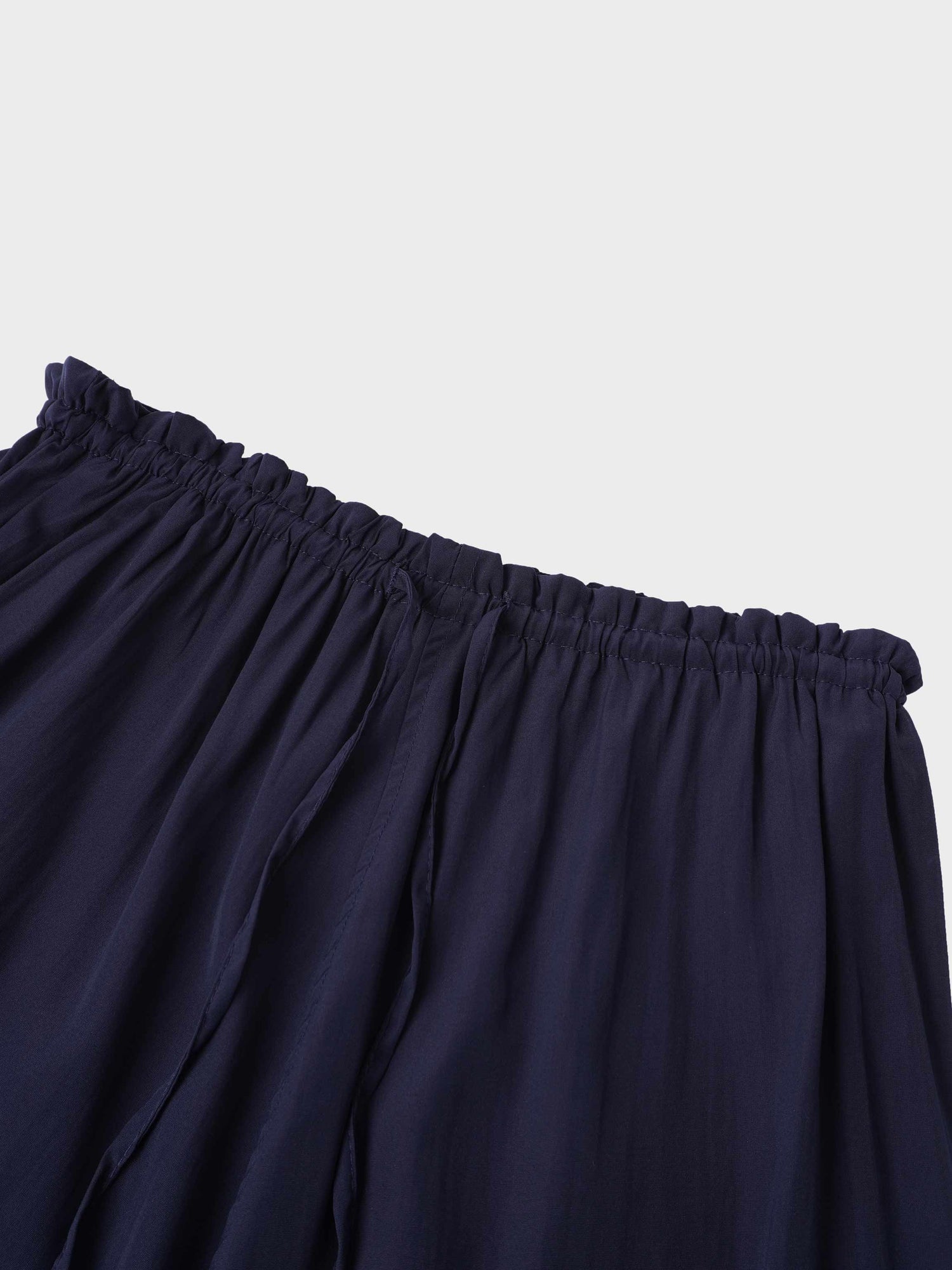 DRAWSTRING RUFFLE SKIRT-NAVY