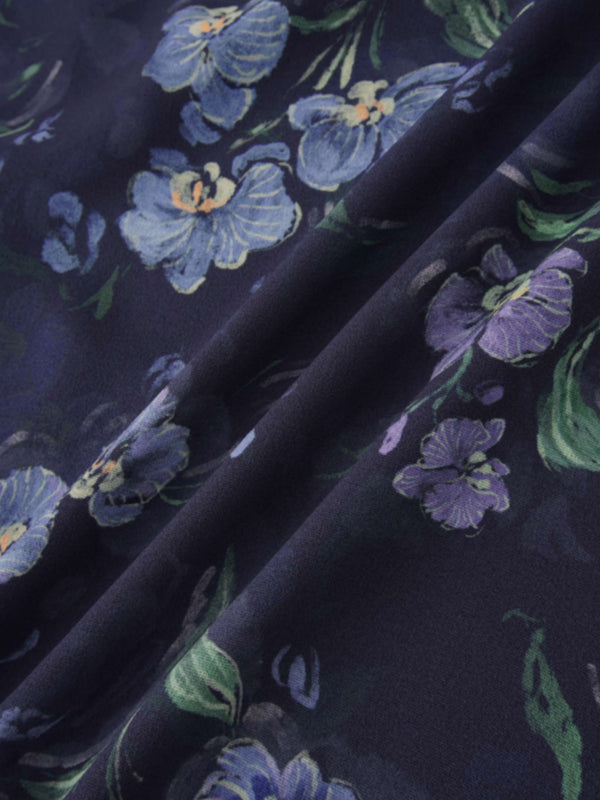 Asymmetrical Ruffle Skirt-Blue Floral