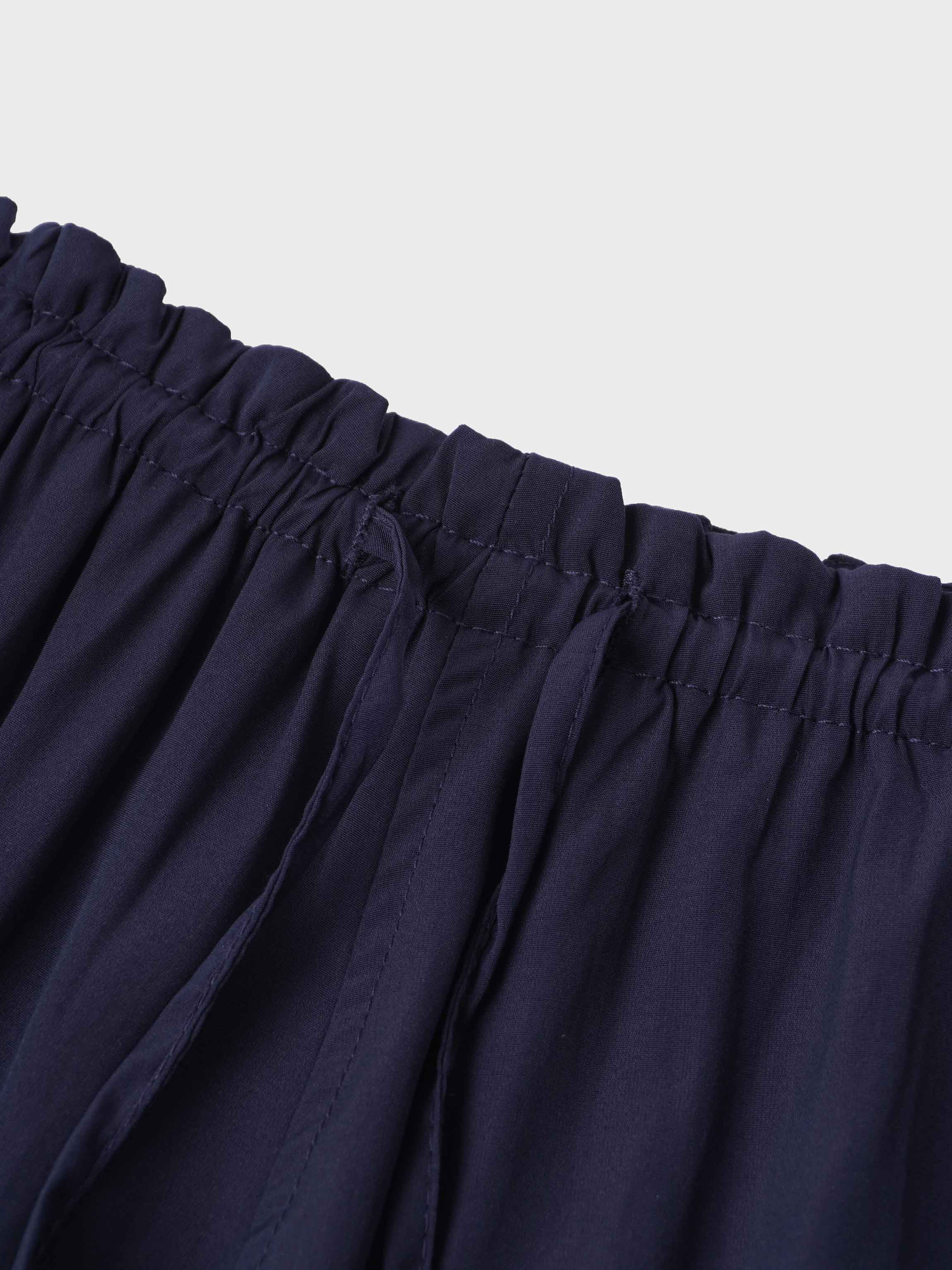 DRAWSTRING RUFFLE SKIRT-NAVY