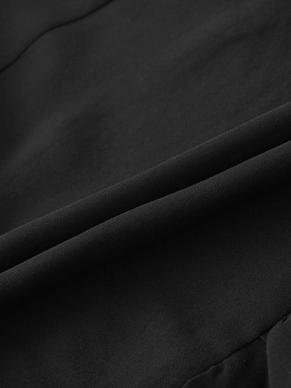 Ruffle Trim Maternity Dress-Black