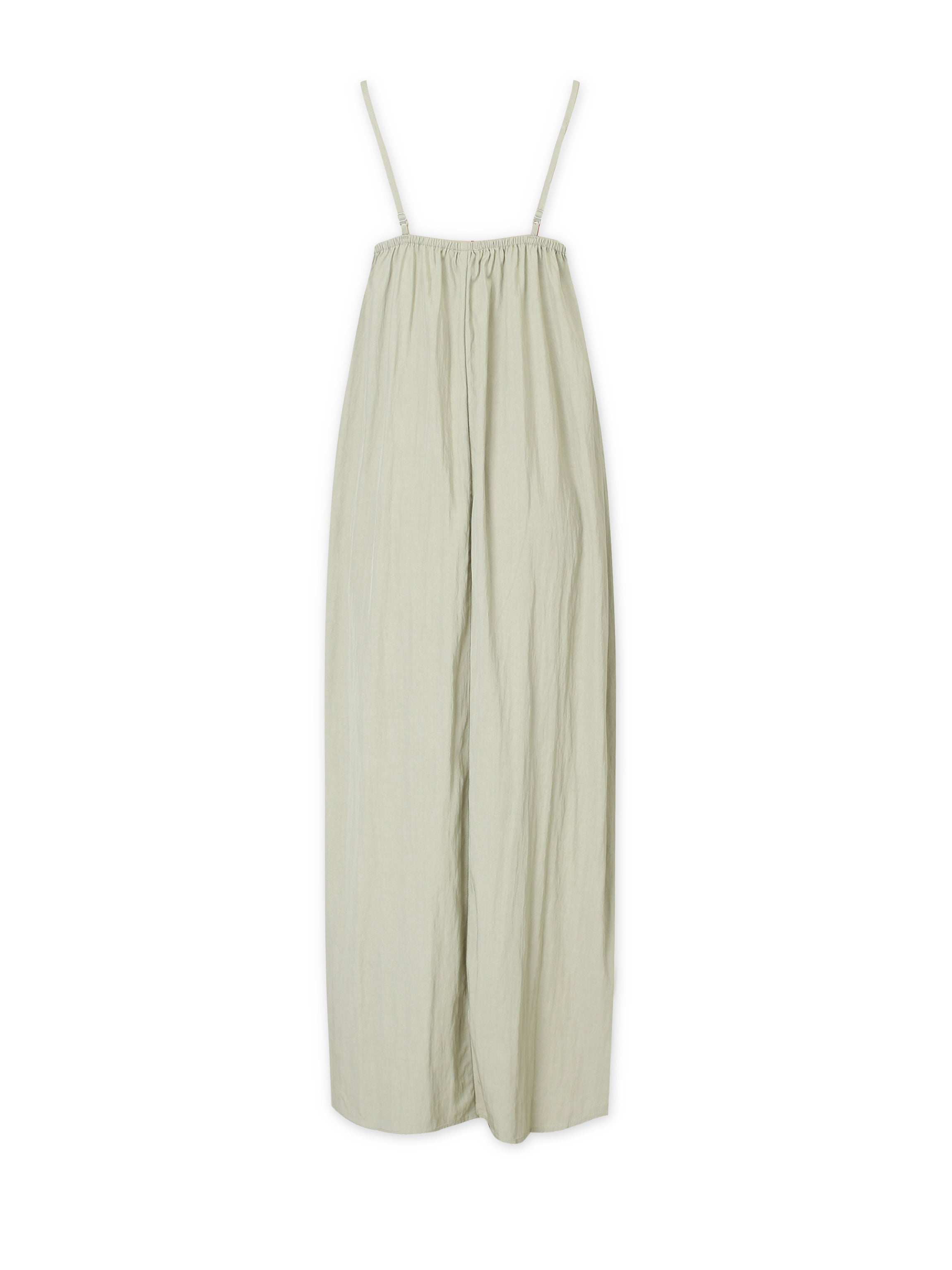 Crinkle Cotton Slip Dress-Olive