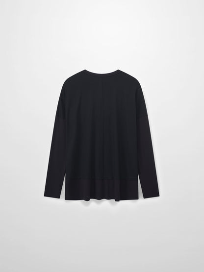 RIBBED BOTTOM T-SHIRT-BLACK