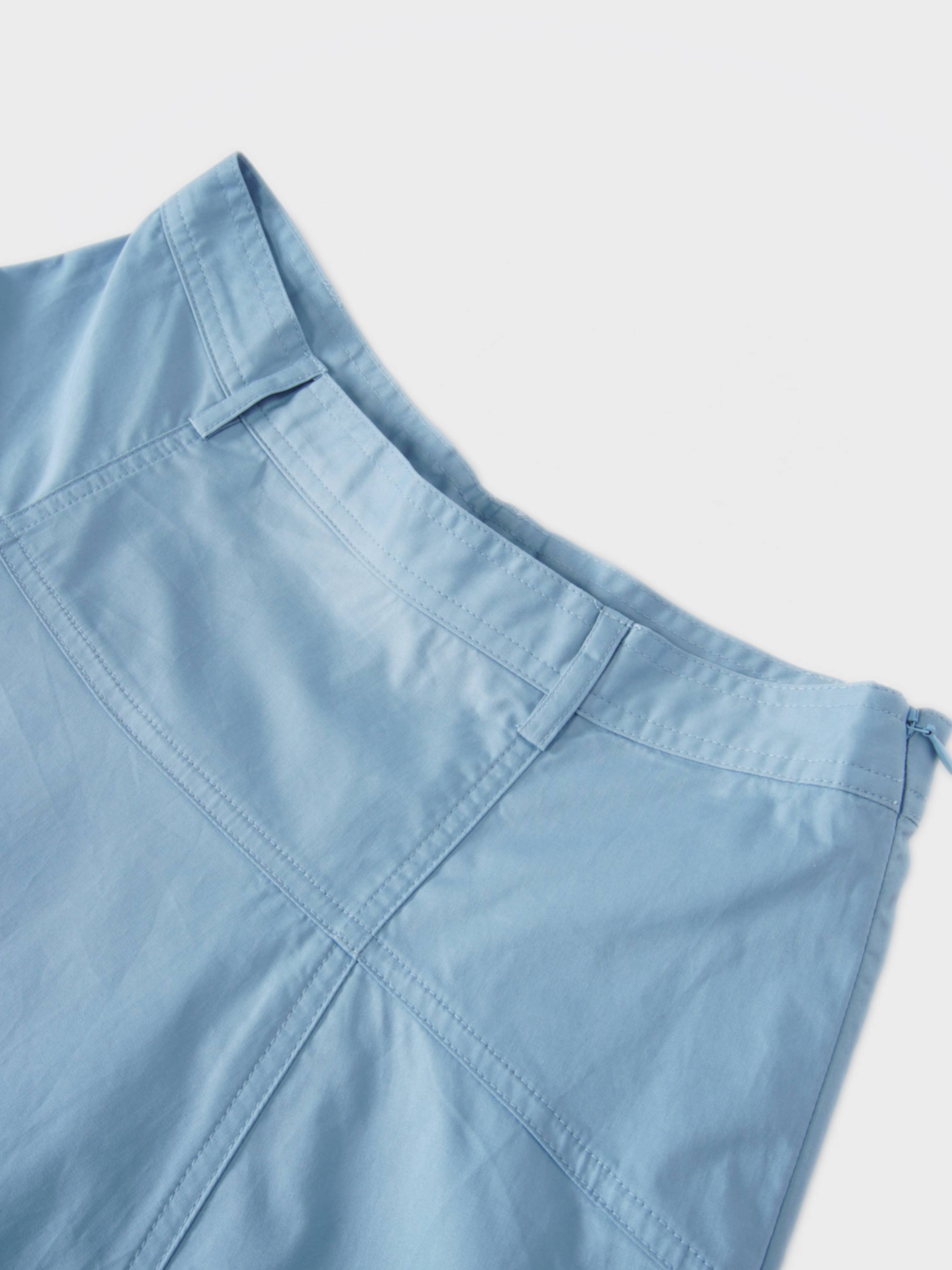 Cotton Yoke Circle Skirt-Blue