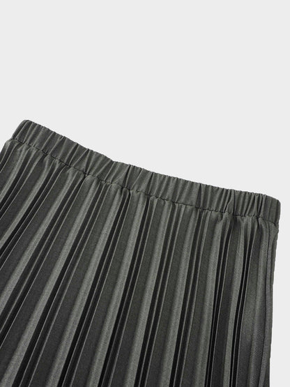 Thin Pleated Skirt-Olive