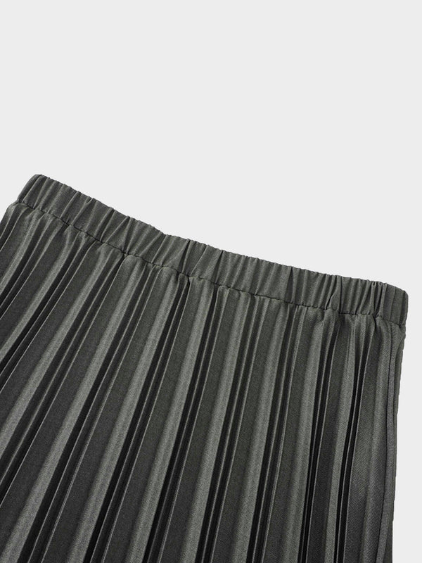 Thin Pleated Skirt-Olive