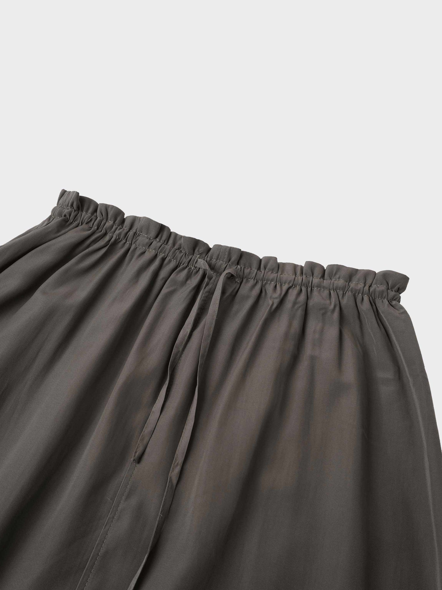 DRAWSTRING RUFFLE SKIRT-OLIVE GREEN