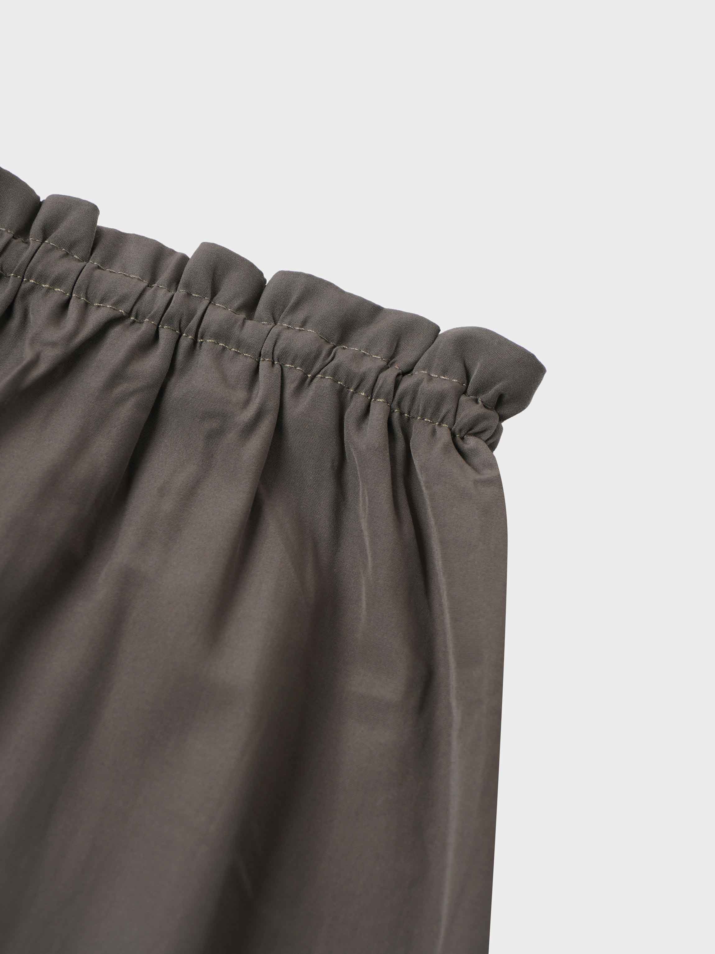 DRAWSTRING RUFFLE SKIRT-OLIVE GREEN