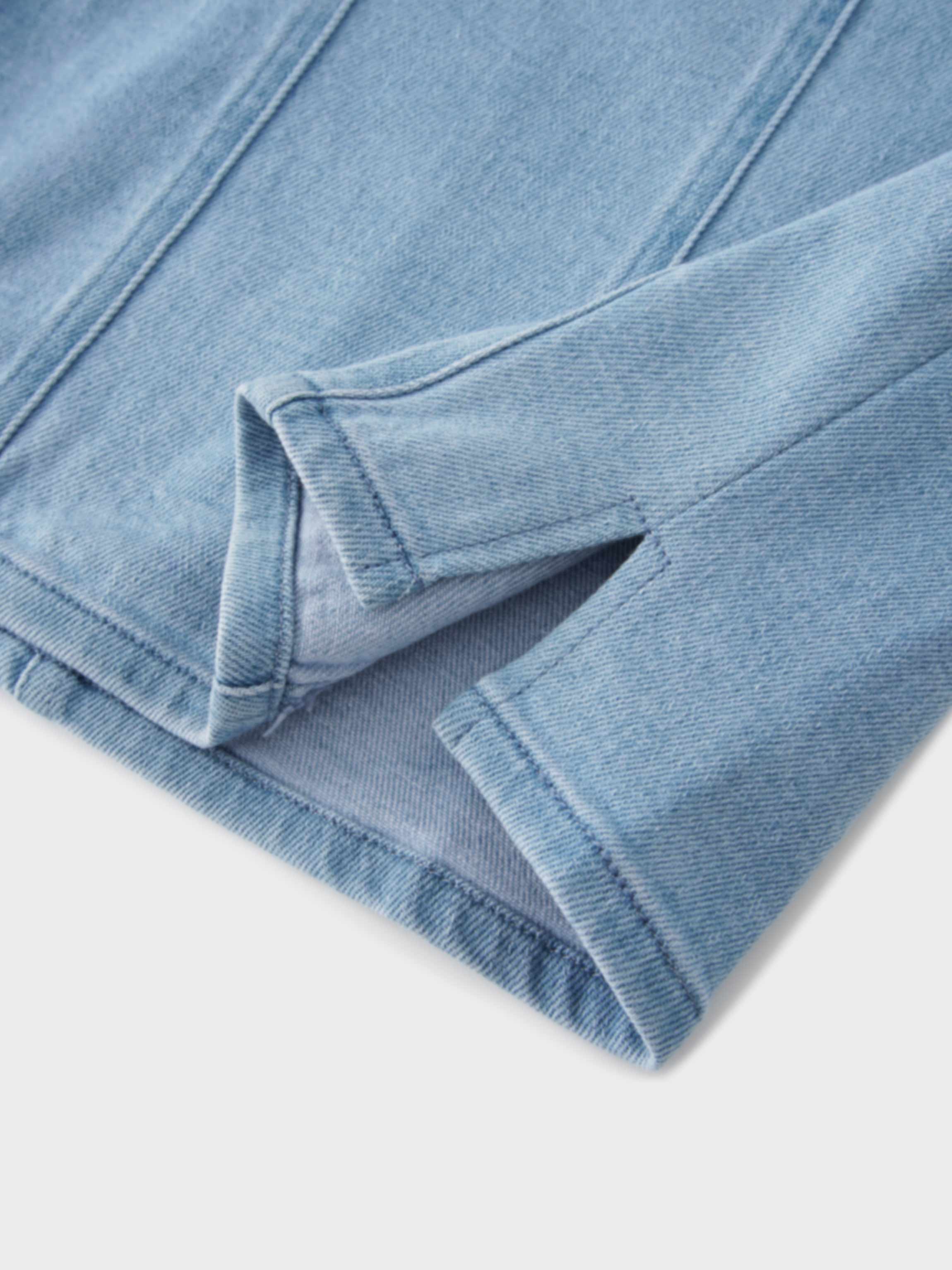 Seamed Straight Stretch Denim Skirt-Light Blue