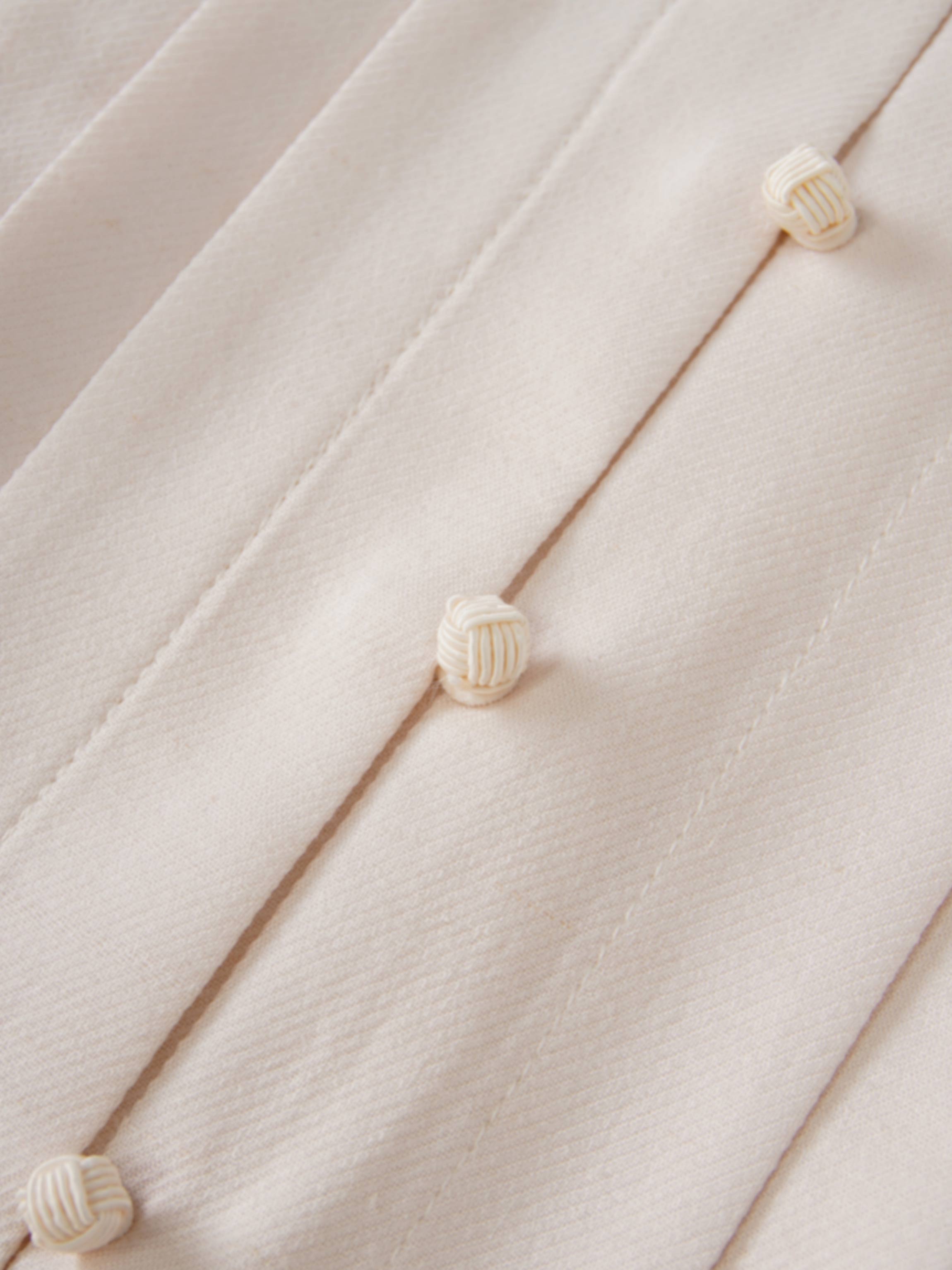 Pleat Top Silk/Linen Blend Dress-Oatmeal