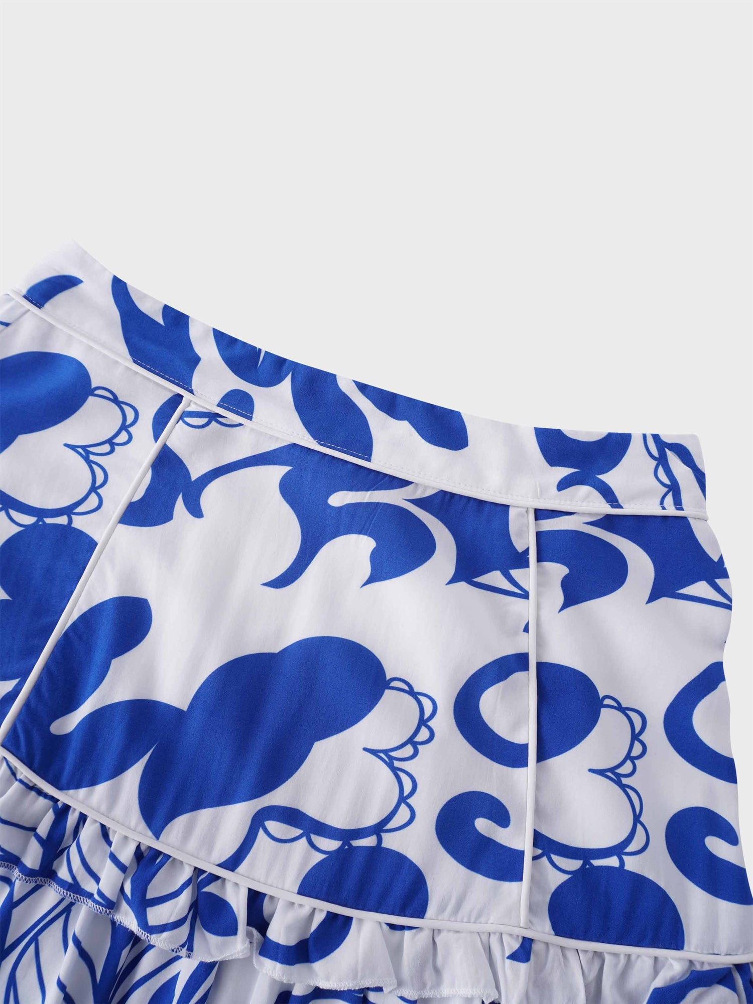 Pintuck Detail Skirt-Blue Carolina Floral