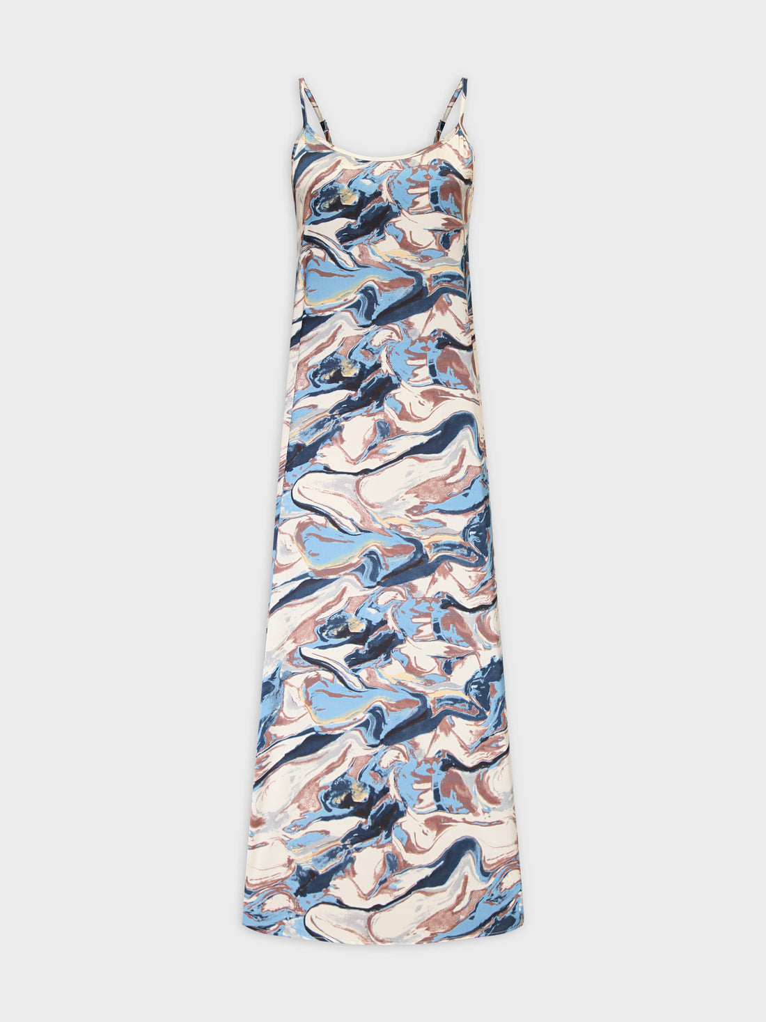 Printed Crew Neck Slip Dress-Watercolor