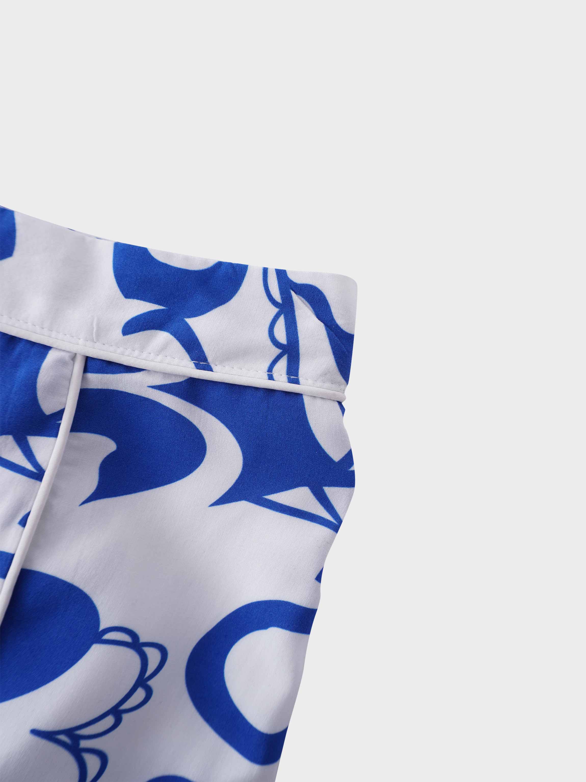 Pintuck Detail Skirt-Blue Carolina Floral