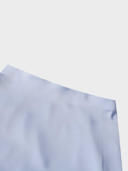 Solid Faux Satin Slip Skirt-Light Blue