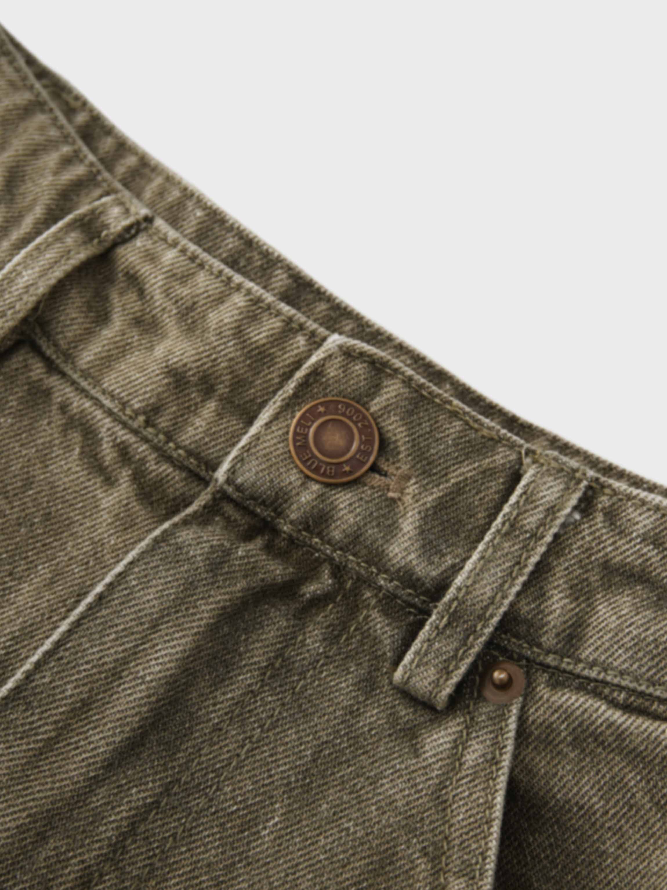 Seamed Full Denim Skirt-Olive